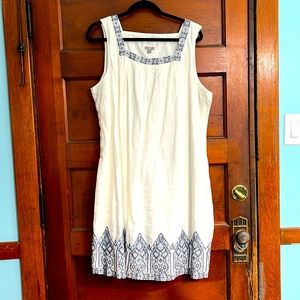 J. Jill embroidered white linen dress